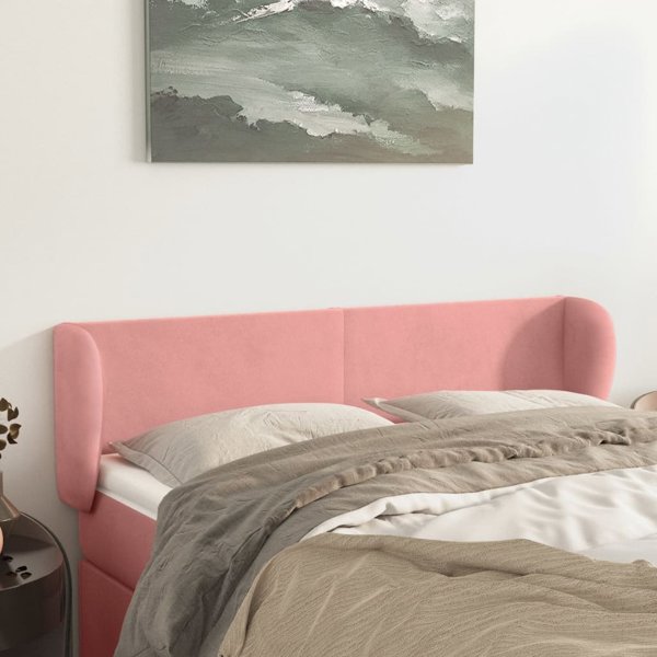 vidaXL Μαξιλάρι κεφαλής uszak, ροζ, 147x23x78/88 cm, βελούδο