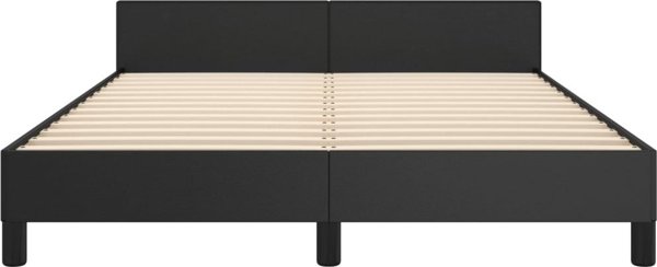 vidaXL Κρεβατοκάμαρα με κεφαλάρι, μαύρη, 140x200 cm, με τεχνητό δέρμα