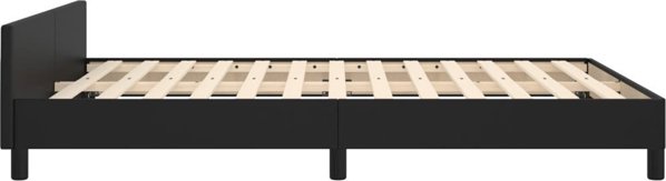 vidaXL Κρεβατοκάμαρα με κεφαλάρι, μαύρη, 140x200 cm, με τεχνητό δέρμα