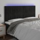 vidaXL προσκέφαλο κρεβατιού με LED, μαύρο, 160x5x118/128 εκ., βελούδο