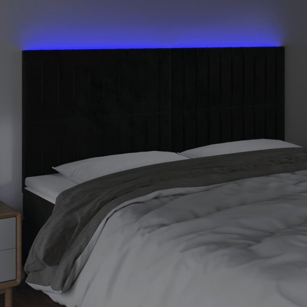 vidaXL προσκέφαλο κρεβατιού με LED, μαύρο, 160x5x118/128 εκ., βελούδο