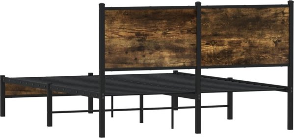 vidaXL Metalowa rama lozka bez materaca przydymiony dab 140x200 cm