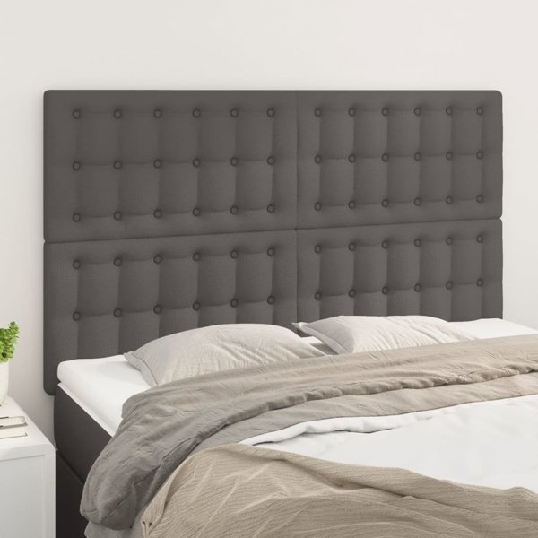 vidaXL Προσκέφαλα για κρεβάτι, 4 τεμ., γκρι, 72x5x78/88 εκ, συνθετικό δέρμα