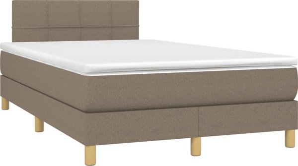 vidaXL Κρεβάτι τύπου continental με στρώμα, taupe, 120x200 cm, ύφασμα