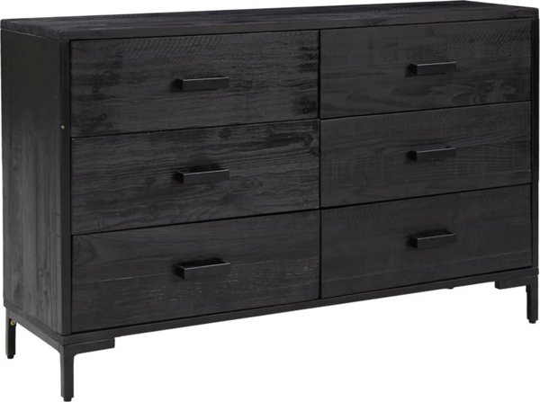 vidaXL Szafka, czarna, 110x35x70 cm, lite drewno sosnowe z odzysku