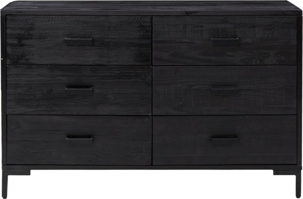 vidaXL Szafka, czarna, 110x35x70 cm, lite drewno sosnowe z odzysku