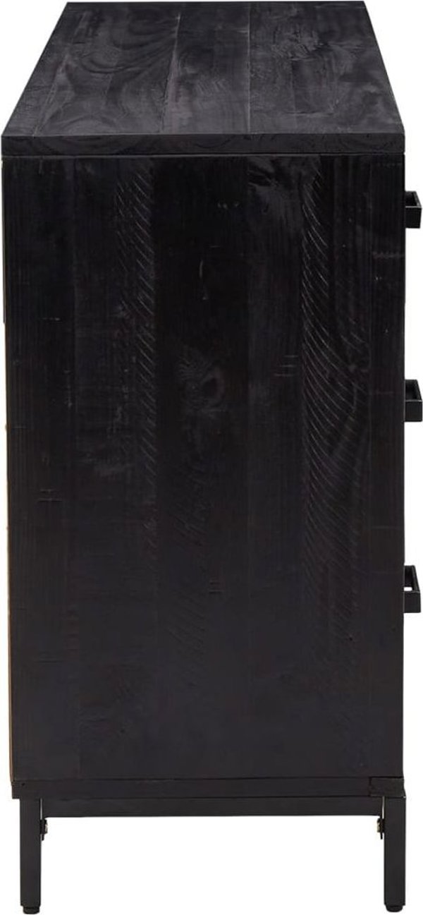 vidaXL Szafka, czarna, 110x35x70 cm, lite drewno sosnowe z odzysku