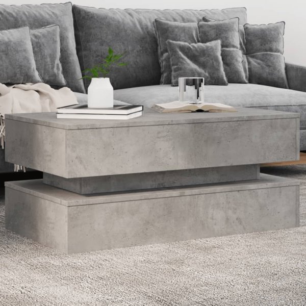 vidaXL Stolik kawowy z oswietleniem LED szarosc betonu 90x50x40 cm