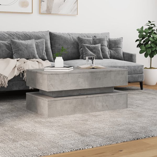 vidaXL Stolik kawowy z oswietleniem LED szarosc betonu 90x50x40 cm