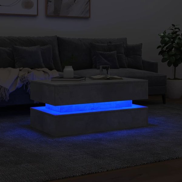 vidaXL Stolik kawowy z oswietleniem LED szarosc betonu 90x50x40 cm