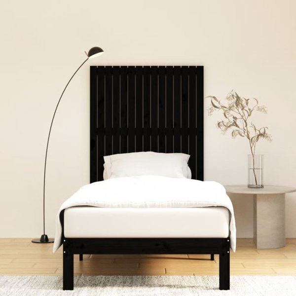 vidaXL Κεφαλάρι κρεβατιού, μαύρο, 95,5x3x110 cm, φυσικό πεύκο