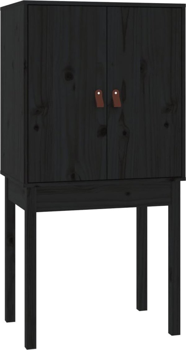 vidaXL Kredens, czarny, 60x40x120 cm, lite drewno sosnowe