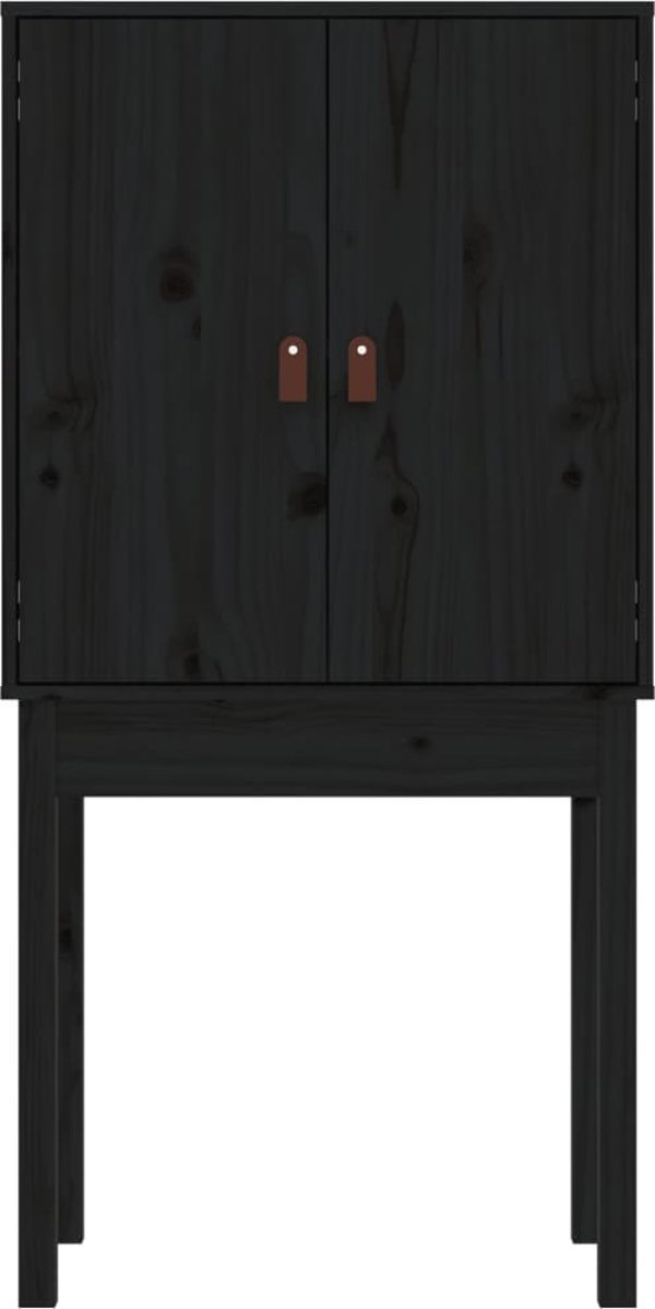 vidaXL Kredens, czarny, 60x40x120 cm, lite drewno sosnowe