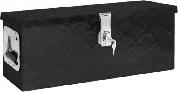 vidaXL Skrzynka do przechowywania, czarna, 60x23,5x23 cm, aluminium
