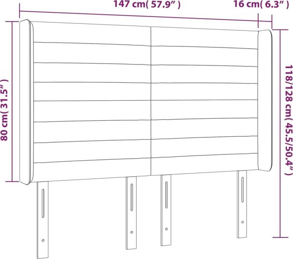 vidaXL Γωνιακό προσκέφαλο ουζάκ, τάουπε, 147x16x118/128 cm, ύφασμα