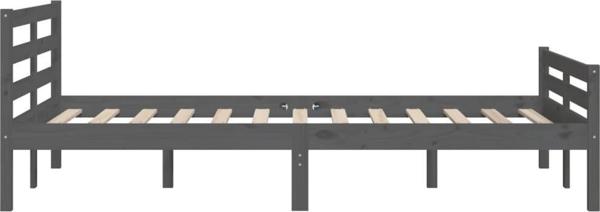 vidaXL Rama lozka, szara, lite drewno, 120 x 200 cm