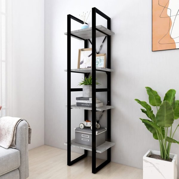 vidaXL Ράφι βιβλίων με 4 ραφιά, γκρι δρυς σονόμα, 40x30x140 cm
