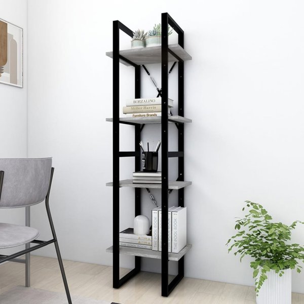 vidaXL Ράφι βιβλίων με 4 ραφιά, γκρι δρυς σονόμα, 40x30x140 cm