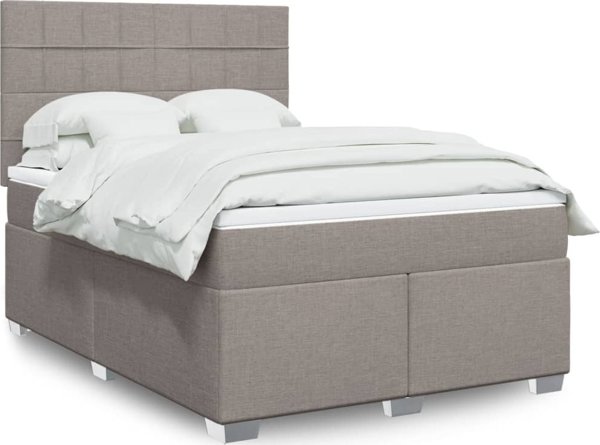 vidaXL Κρεβάτι Continental με στρώμα, taupe ύφασμα, 140x200 cm