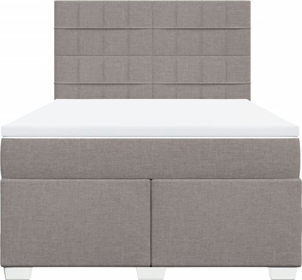vidaXL Κρεβάτι Continental με στρώμα, taupe ύφασμα, 140x200 cm