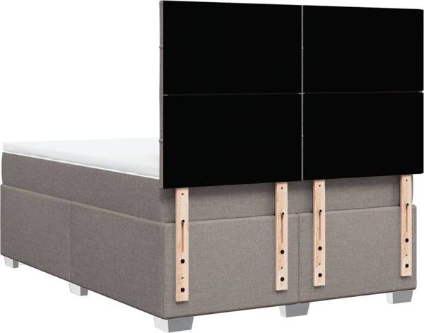 vidaXL Κρεβάτι Continental με στρώμα, taupe ύφασμα, 140x200 cm