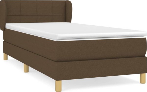vidaXL Κρεβάτι Continental με στρώμα, καφέ, ύφασμα, 100x200 εκ