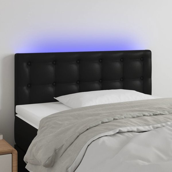 vidaXL vidaXL Κεφαλάρι κρεβατιού με LED, μαύρο, 100x5x78/88 cm, τεχνητό δέρμα