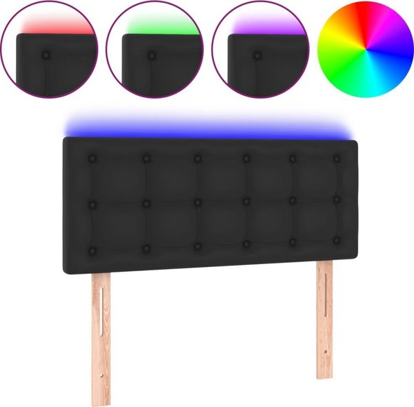 vidaXL vidaXL Κεφαλάρι κρεβατιού με LED, μαύρο, 100x5x78/88 cm, τεχνητό δέρμα