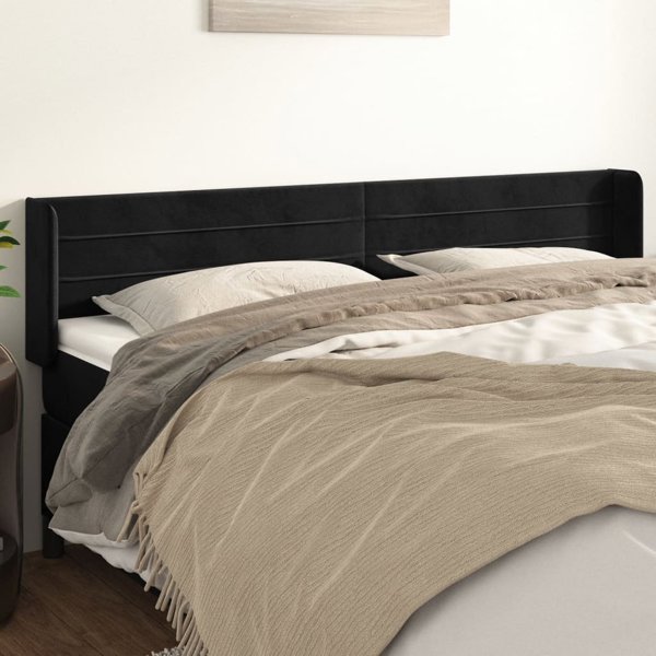 vidaXL Zaglowek uszak czarny 183x16x78/88 cm aksamit