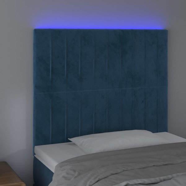 vidaXL Κεφαλάρι κρεβατιού με LED σκούρο μπλε 90x5x118/128 cm