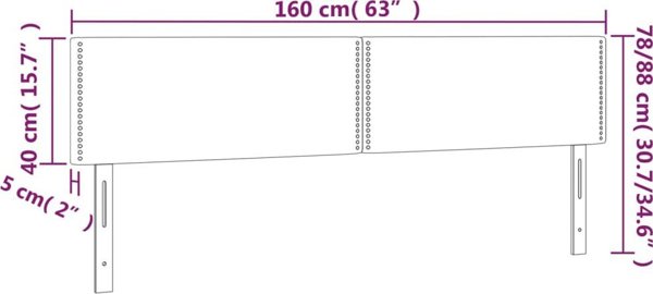vidaXL Κεφαλάρι κρεβατιού με LED, σκούρο μπλε, 160x5x78/88 cm, βελούδο