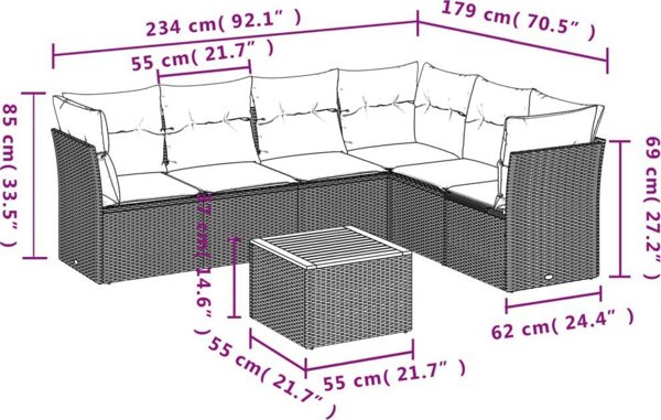 vidaXL 7-μελες σετ καθιστικου κηπου με μαξιλαρια, μπεζ
