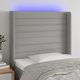 vidaXL Κεφαλάρι Κρεβατιού με LED, ανοιχτό γκρι, 93x16x118/128 cm, ύφασμα