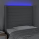 vidaXL Κεφαλάρι Κρεβατιού με LED, ανοιχτό γκρι, 93x16x118/128 cm, ύφασμα