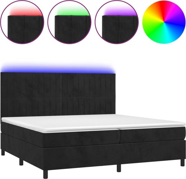 vidaXL Λουτζκο κοντινεντάλ με στρώμα και LED, μαύρο βελούδο, 200x200 cm