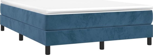 vidaXL Κιβώτιο κρεβατιού, σκούρο μπλε, 140x190 cm, ταπετσαρισμένο με βελούδο