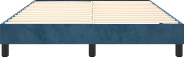 vidaXL Κιβώτιο κρεβατιού, σκούρο μπλε, 140x190 cm, ταπετσαρισμένο με βελούδο