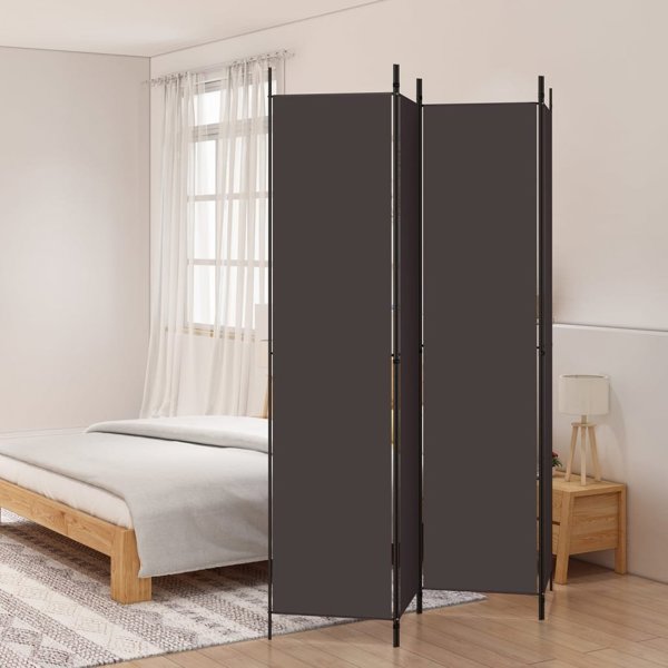 vidaXL Παραβάν 4 πάνελ, καφέ, 200x220 εκ., ύφασμα