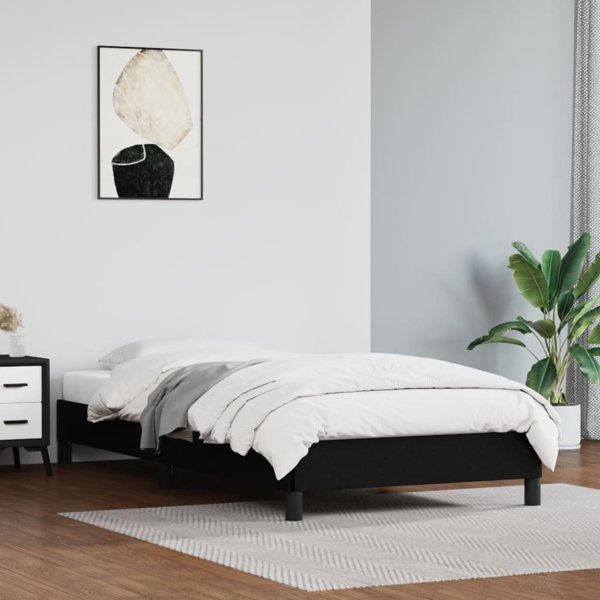 vidaXL Rama κρεβατιού, μαύρη, 90x190 cm, επενδεδυμένη με τεχνητό δέρμα