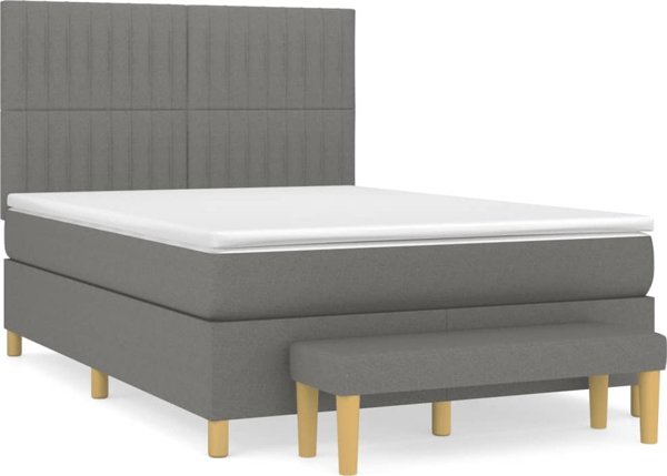 vidaXL Λουτζκο κόντινενταλ με στρώμα 140x190cm, σκούρο γκρι ύφασμα