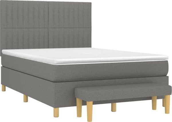 vidaXL Λουτζκο κόντινενταλ με στρώμα 140x190cm, σκούρο γκρι ύφασμα