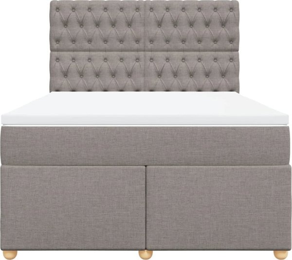 vidaXL Κρεβάτι κοντινεντάλ με στρώμα, taupe, ύφασμα, 140x190 cm