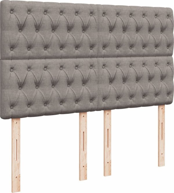vidaXL Κρεβάτι κοντινεντάλ με στρώμα, taupe, ύφασμα, 140x190 cm