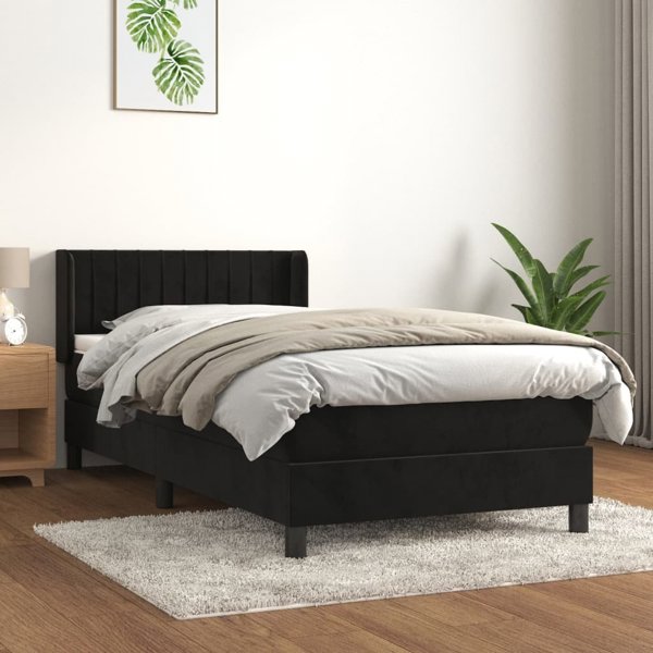vidaXL Κρεβάτι τύπου continental με στρώμα 80x200 cm, μαύρο, βελούδο