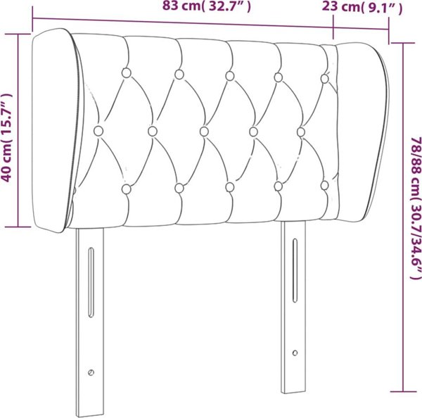 vidaXL Zaglonek uszak, niebieski, 83x23x78/88 cm, tkanina