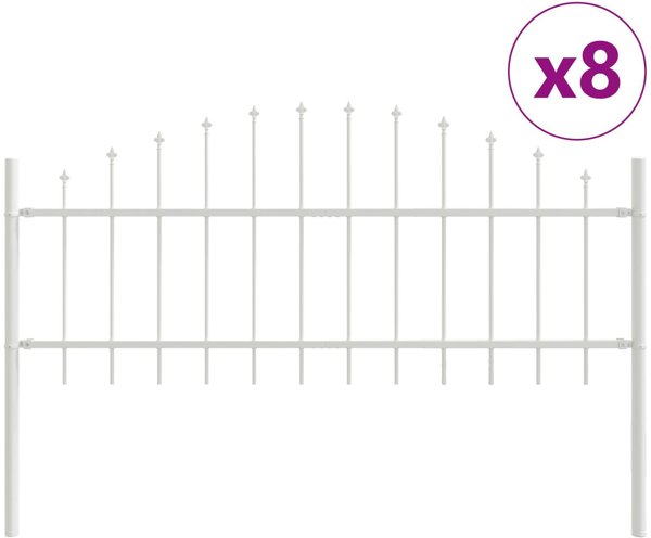 VidaXL Πάνελ Φράχτη με Αρχιτεκτονικά Καρφιά, Λευκά, Σετ 8 Τεμαχίων
