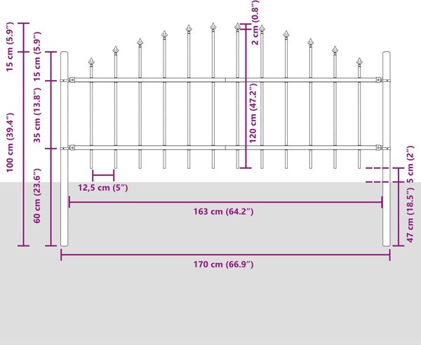 VidaXL Πάνελ Φράχτη με Αρχιτεκτονικά Καρφιά, Λευκά, Σετ 8 Τεμαχίων