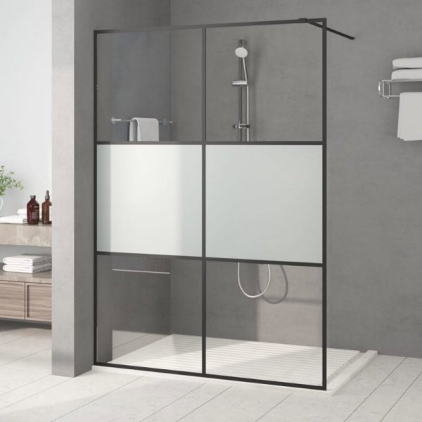 vidaXL Πάγκος ντουσιέρας, μαύρος, 140x195 εκ, ημιδιαφανές μπροστινό τζάμι ESG