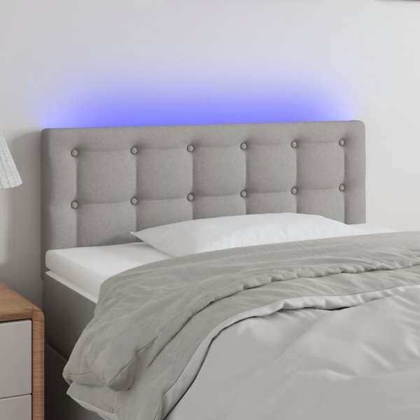 vidaXL Zaglowek do lozka me LED, jasnoszary, 100x5x78/88 cm, tkanina