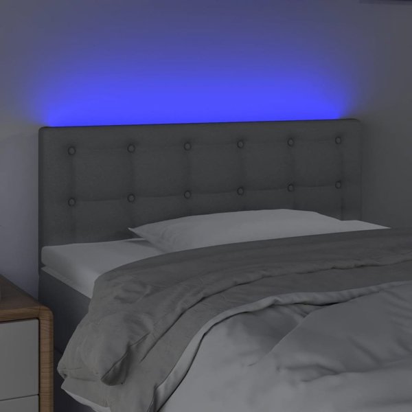 vidaXL Zaglowek do lozka me LED, jasnoszary, 100x5x78/88 cm, tkanina